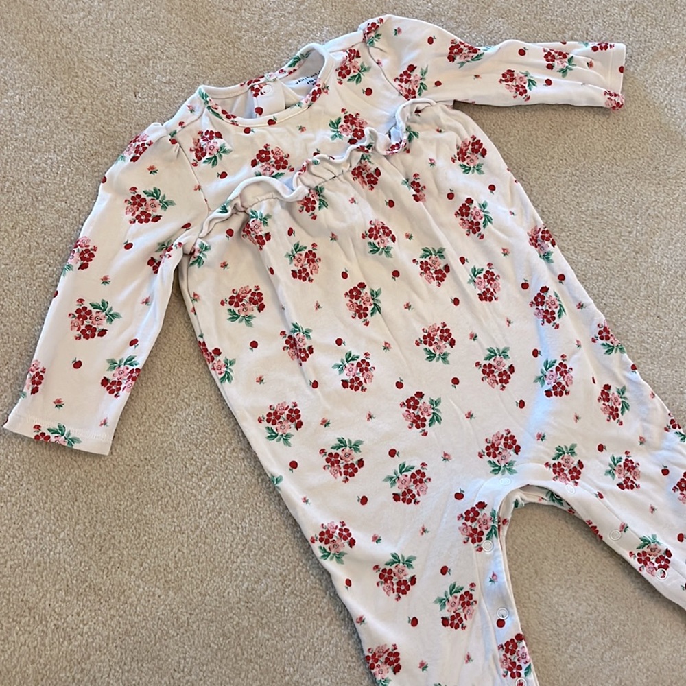 Janie and Jack one piece jumper - floral, winter white